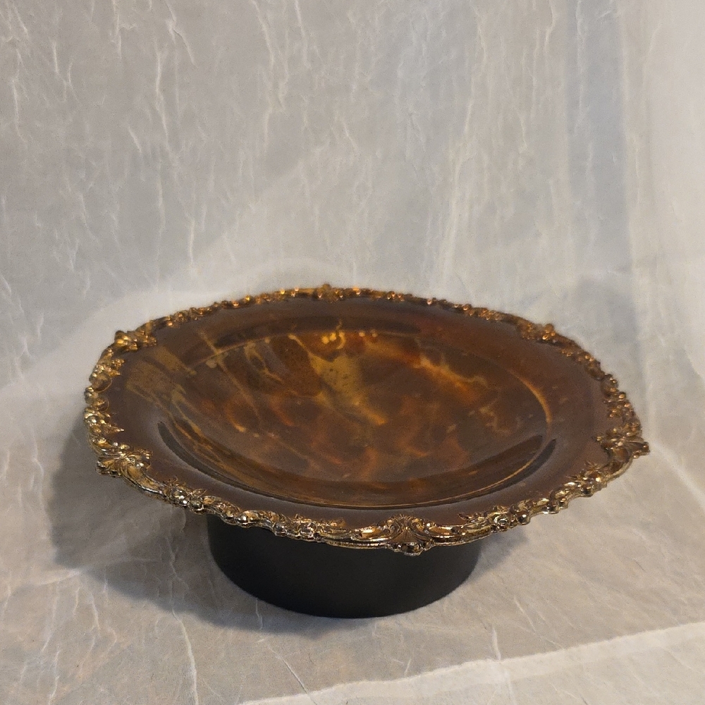 Elegant Brown and Gold Decorative Plate